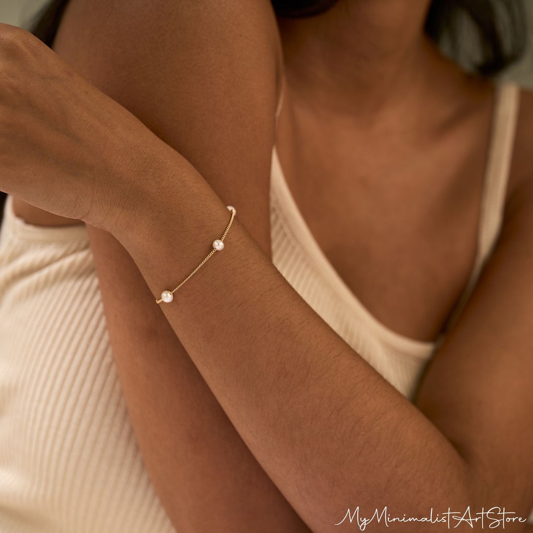 LINK BRACELET GOLD WITH FRESHWATER PEARLS