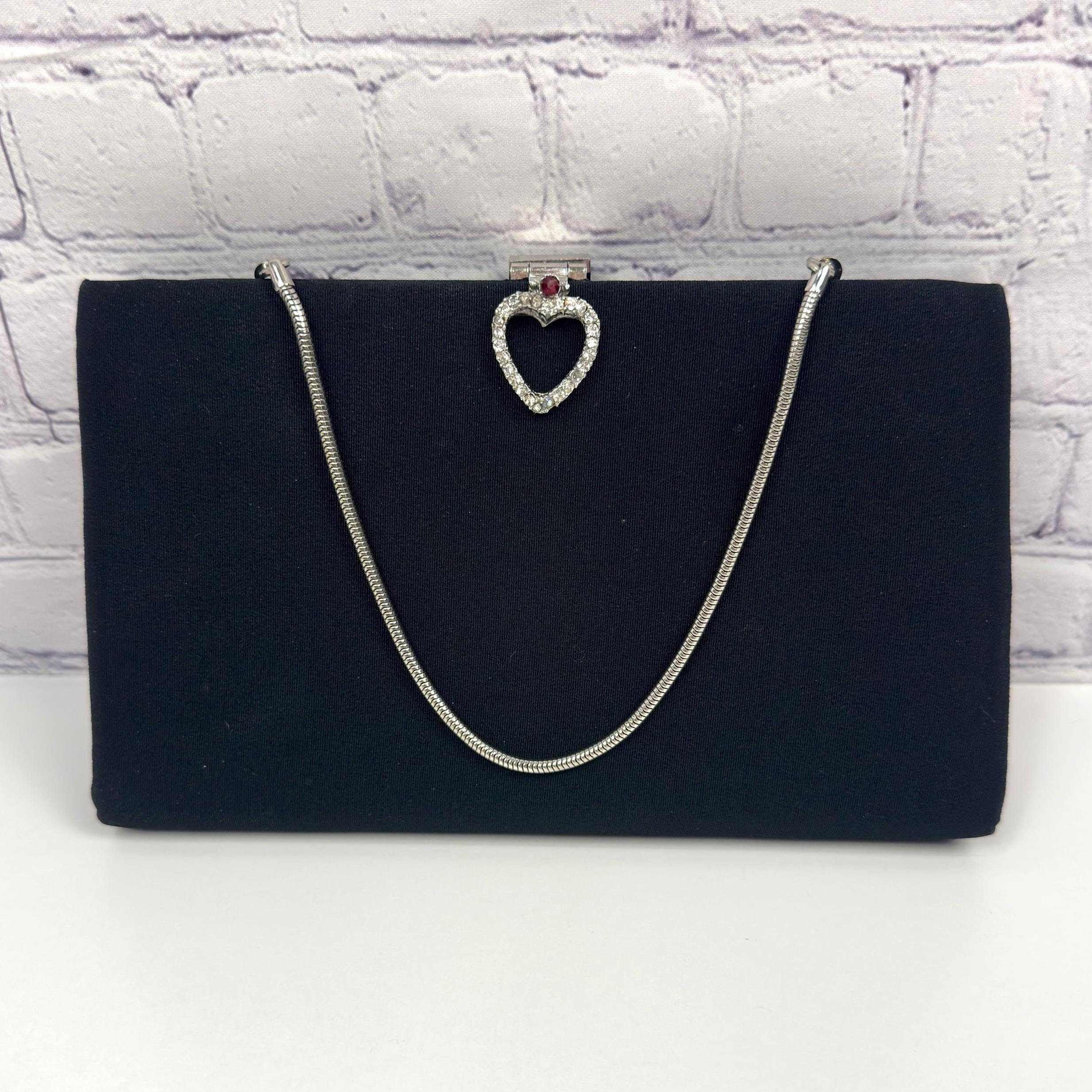 Black Clutch With Silver Hardware - Etsy
