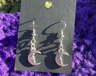 Moon earrings | crescent moon earrings | small earrings | silver earrings | whimsy earrings | celestial earrings | whimsygoth