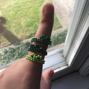 Frog Rings | Froggie Rings | Beaded Frog Rings  Cottagecore Rings | Goblincore Rings | 3 Different Colors | Crowcore Rings
