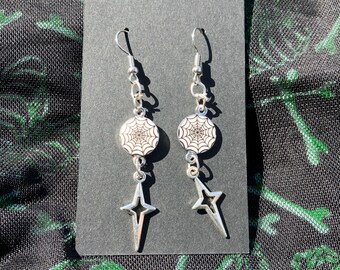 Spinnennetz Ohrringe | halloween ohrringe | Spinne Ohrringe | gruselige Ohrringe | Gothic Ohrringe | Gothic Ohrringe | lesbische Ohrringe