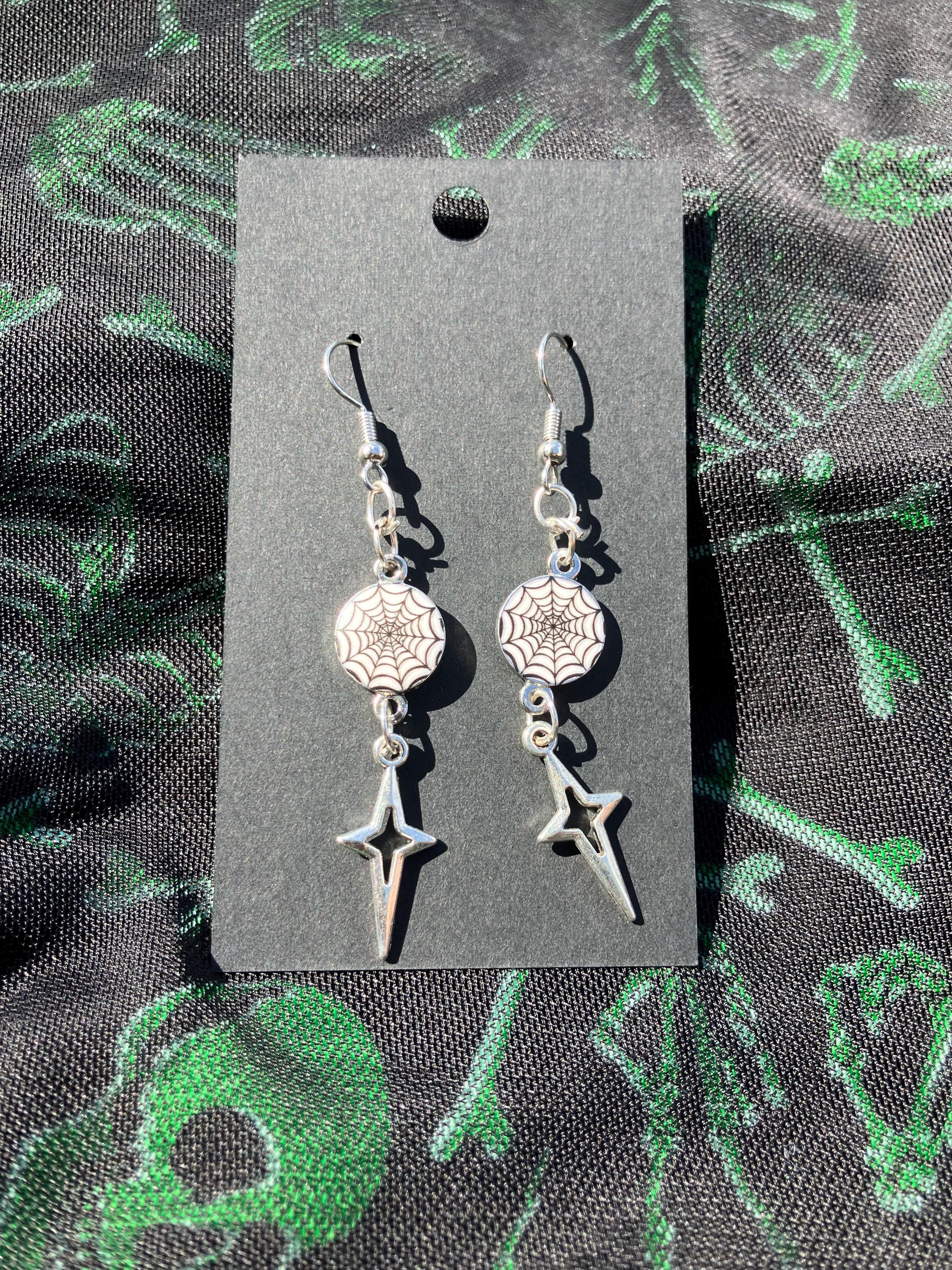 Spider web earrings | halloween earrings | spider earrings | spooky earrings | goth earrings | gothic earrings | lesbian earrings