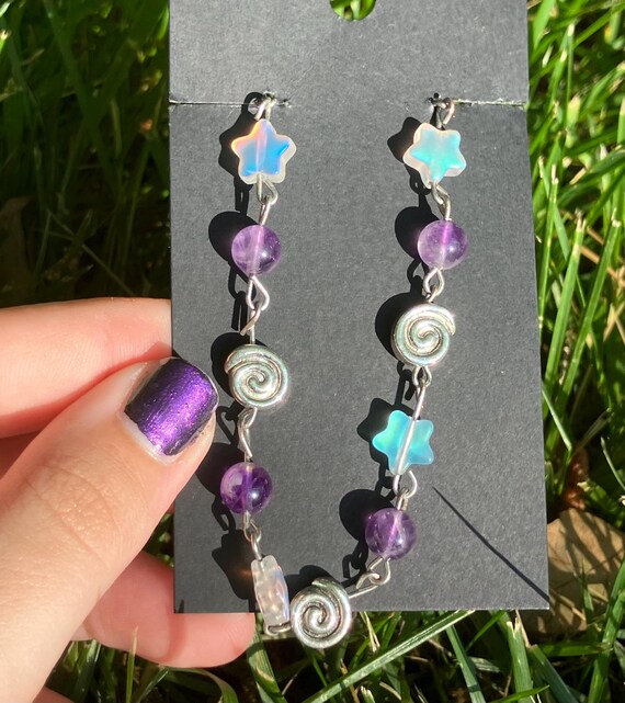 Whimsygoth Bracelet | Whimsygoth Jewelry | Purple Bracelet | Fairycore Bracelet | Amethyst | Cottagecore Bracelet | 7.5 inches