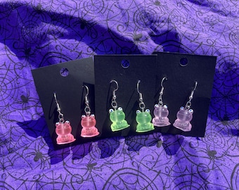 Glow in the Dark Frog Earrings | Frog Earrings | Glow in the dark earrings | black light earrings