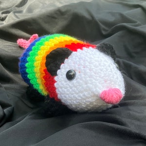 Pride Opossum | Rainbow Crochet Opossum | Rainbow Pride Opossum | Pride Crochet