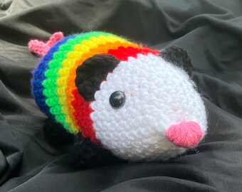 Pride Opossum | Rainbow Crochet Opossum | Rainbow Pride Opossum | Pride Crochet