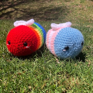 Pride bee crochet plush | crochet | handmade crochet | crochet bee | LGBTQ+ crochet | LGBTQ+ crochet bees
