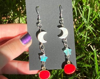 Pomegranate Earrings | whimsygoth earrings | twee earrings | moon earrings | star earrings