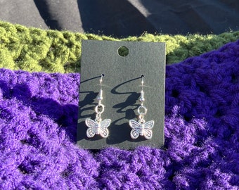 Butterfly earrings l silver earrings | silver butterfly earrings | small earrings | Dangle Earrings | Fairy Earrings | Fairycore earrings