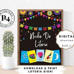 Noche De Loteria Party Sign, Digital Download 8 x 10 in, JPG, PDF