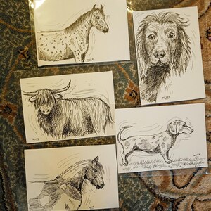 Dessin Original à l'encre d'un Animal (le prix est pour un dessin individuel)