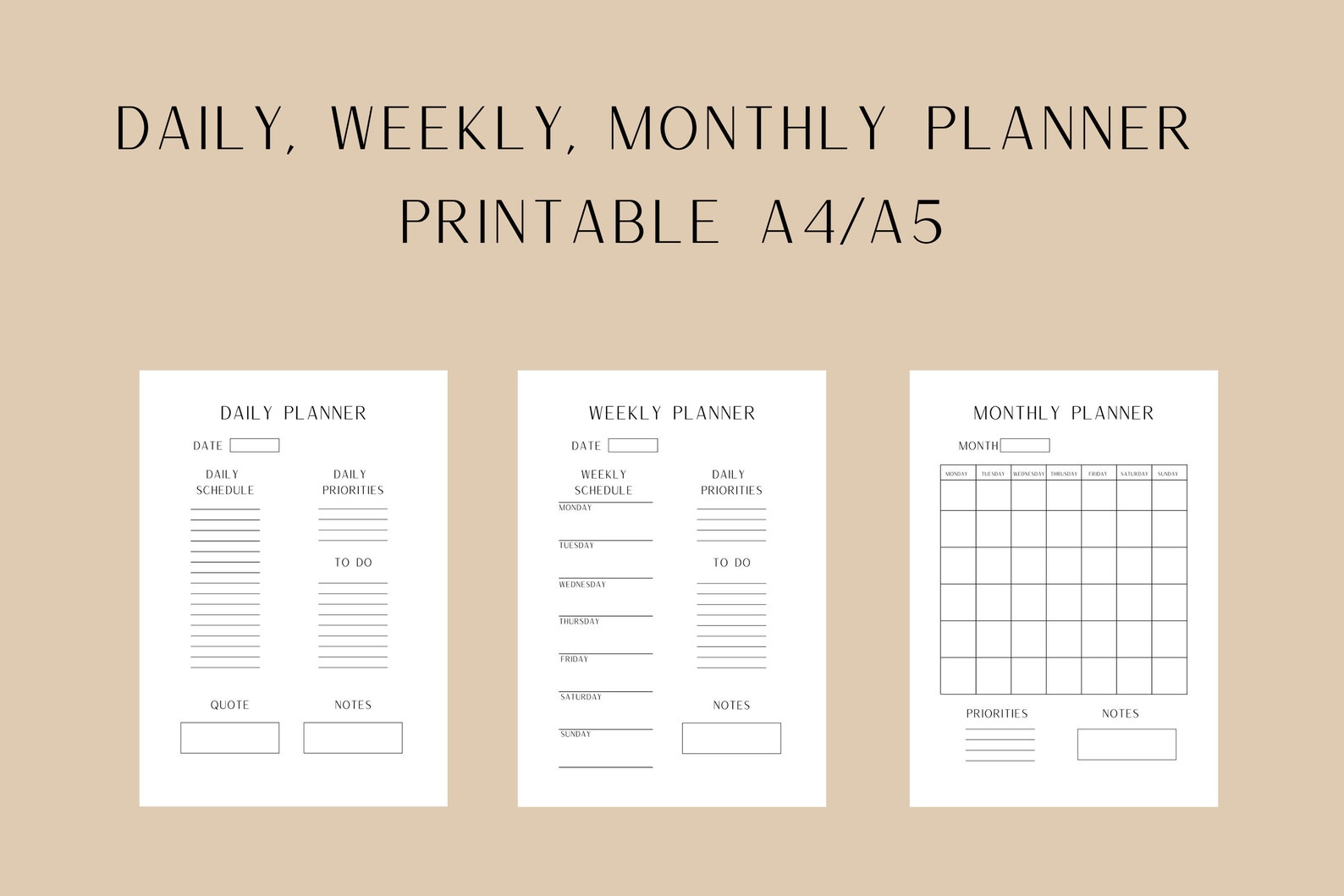 Daily, Weekly and Monthly Template - Etsy