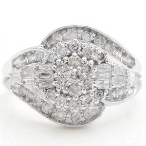1.00 Carat Natural Diamonds Women&#39;s Anniversary Ring Made in 14K Solid White Gold