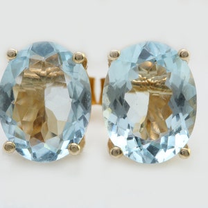 3.10 Carat Natural Aquamarine in 14K Solid Yellow Gold Stud Earrings