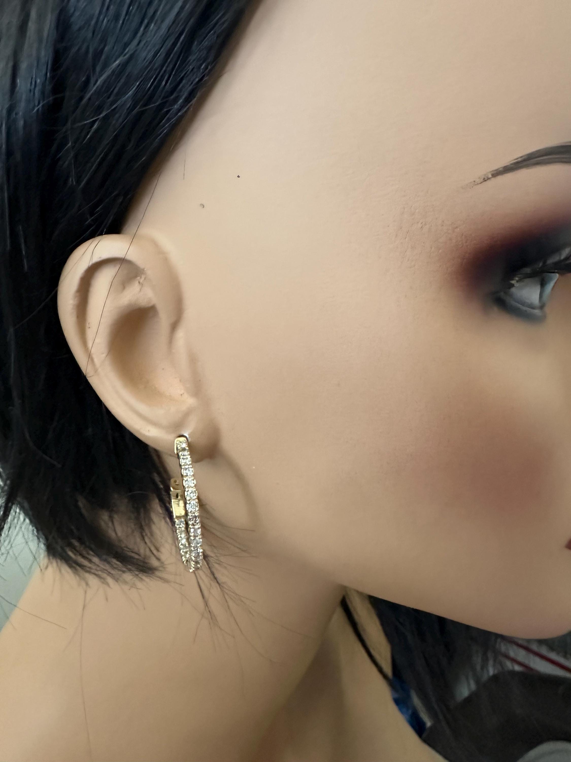Orecchini A Goccia In Oro Giallo 14k Con Zirconi 6 Mm - Rita Stephens - Chiusura A Leva