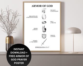 Armor of God Print: Ephesians 6 Bible Verse, Christian Wall Art (Digital Download)
