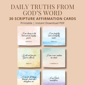 Scripture Affirmation Cards Printable Bible verse set for Daily Encouragement Faith-based gift digital Download PDF
