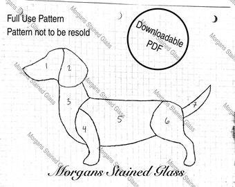 Stained Glass Dachsund Pattern, Downloadable stained glass pattern, dog pattern, dog glass pattern, simple stained glass pattern