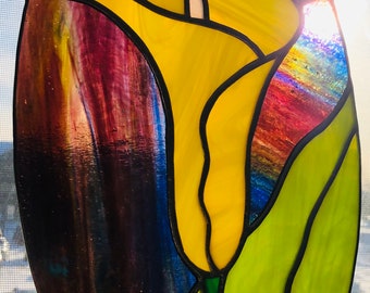 Stained Glass Yellow Calla Lily