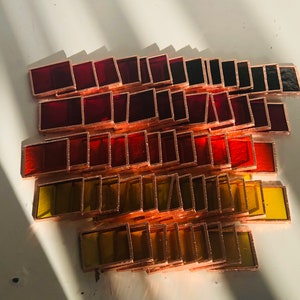Pre Cut and Foiled Stained Glass Squares Variety Pack, Random Color Assortment