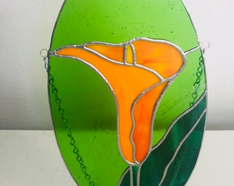 Stained Glass Orange Calla Lily