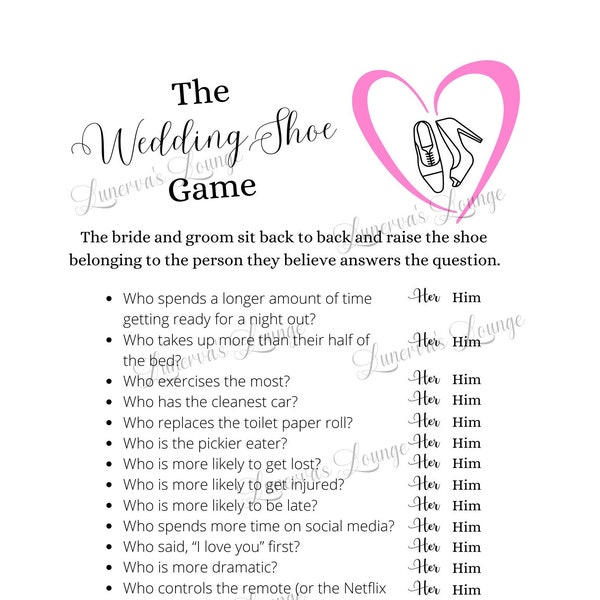 The Wedding Shoe Game | Instant Download | Print at Home