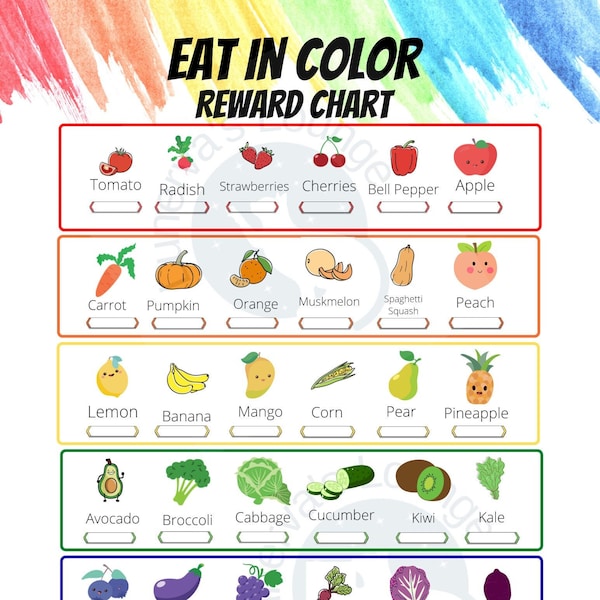 Eat in Color - Fruit and Vegetables Reward Chart