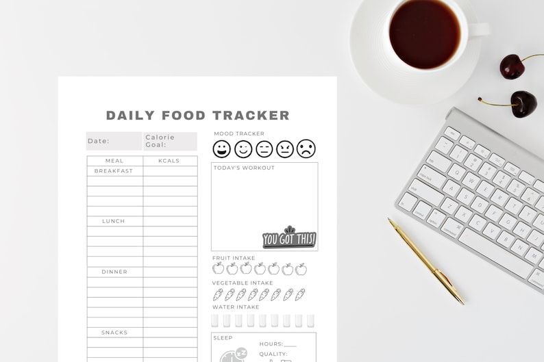 Daily Food and Habit Tracker | Instant Download - Etsy