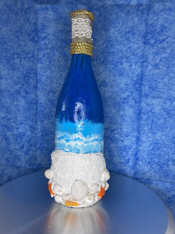 Glass Bottle Art Sea Shells With Sand Etsy