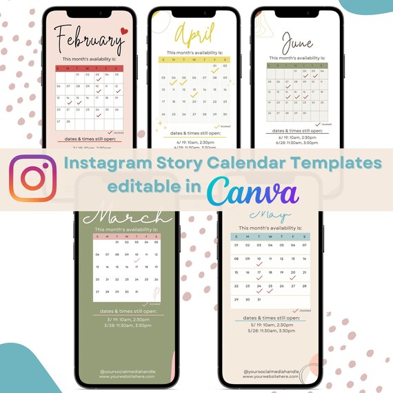 Instagram Story CALENDAR Template IG Stories Social Media Appointments / Monthly Calendar - Etsy Sweden