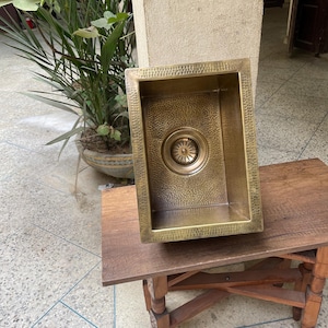 Solid Unlacquered Brass Undermount Hammered Sink, Kitchen Bar Sink, Island Sink, Outdoor Sink