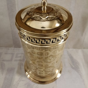 Squisito cestino portaoggetti per il bagno in ottone marocchino e cestino per la carta straccia inciso - Eleganti accessori decorativi per il bagno in ottone