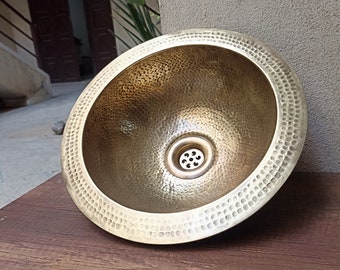 Artisanal Elegance: Handcrafted Brushed Brass Bathroom Sink - Custom Made - Vessel, Drop-In, and Undermount Options Available