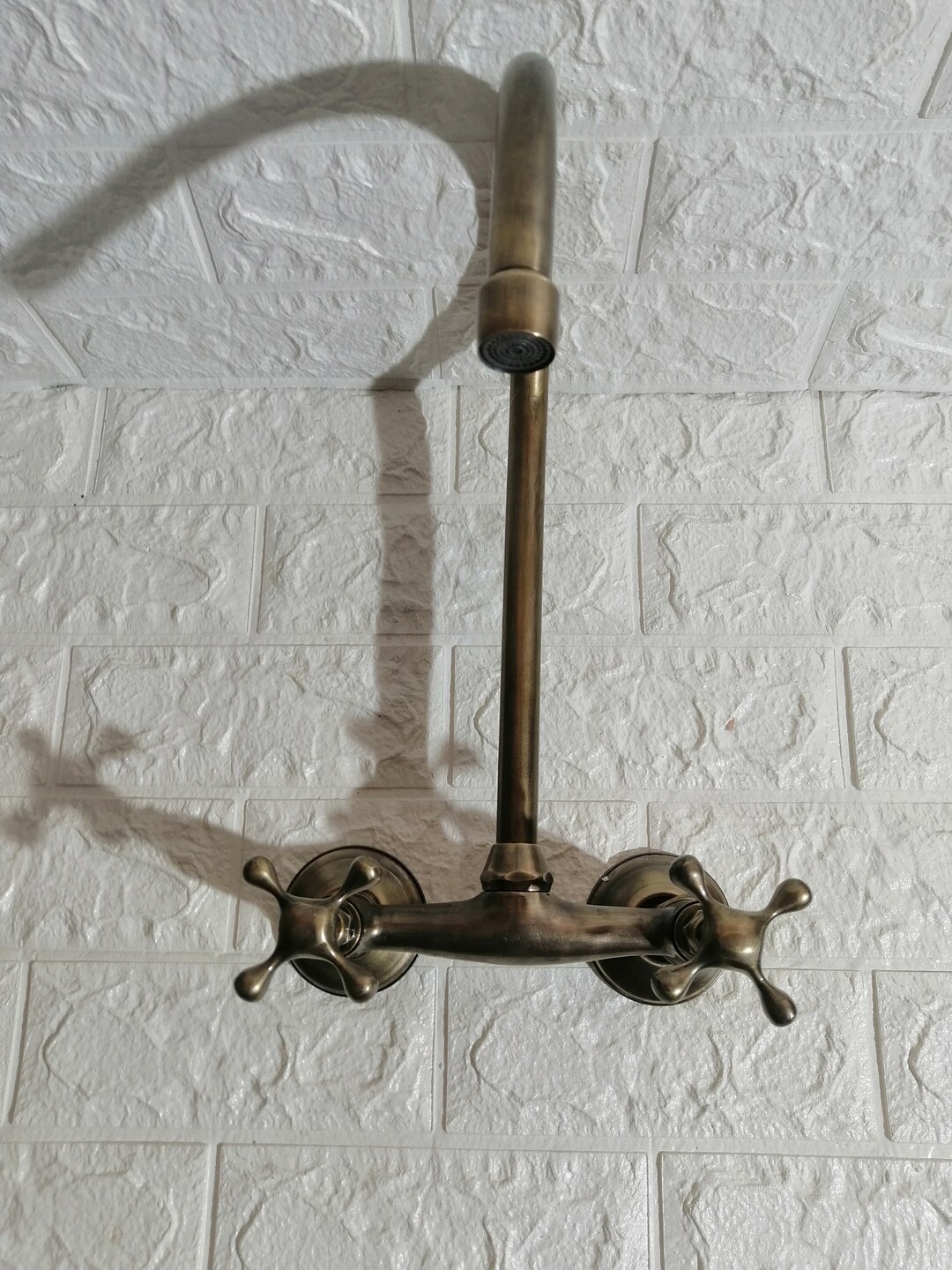 Unlacquered Brass Wall Mounted Bridge Faucet Bathroom and - Etsy