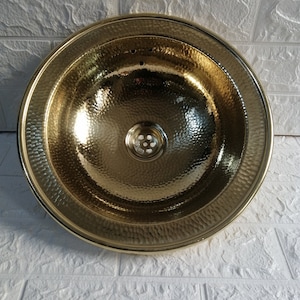 Hand Hammered Round Solid Brass Kitchen Sink, Customizable Brass Kitchen Sink.