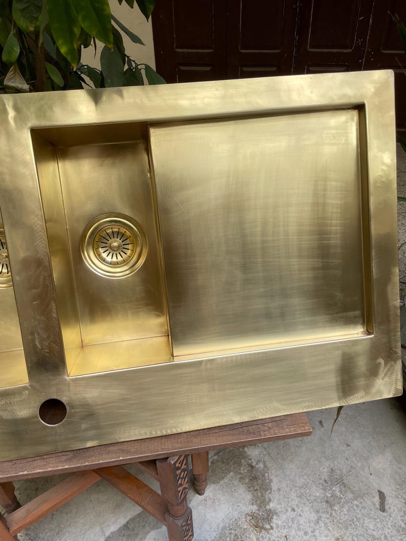 Luxurious Handcrafted Brass Double Basin Sink - Modern Elegance for ...