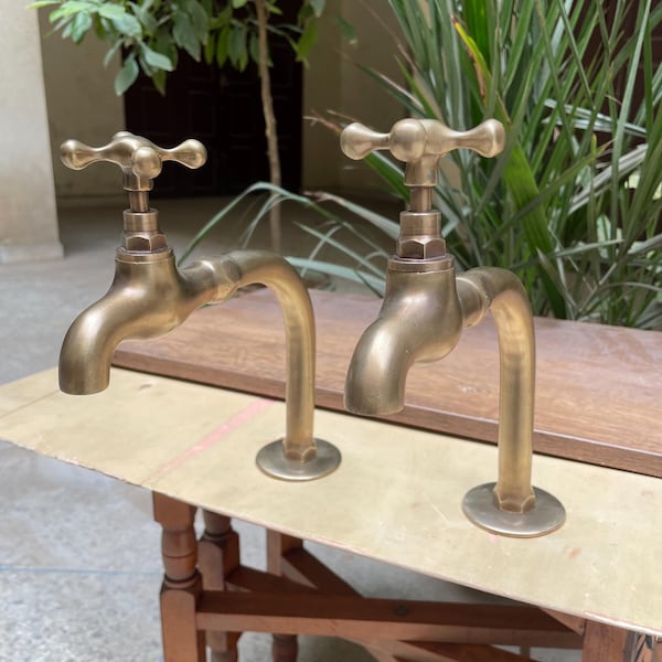 The Basin faucet in unlacquered brass