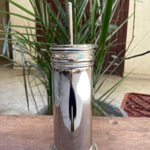 Scopino per WC in ottone puro fatto a mano, scopino per WC in argento marocchino in ottone puro non laccato