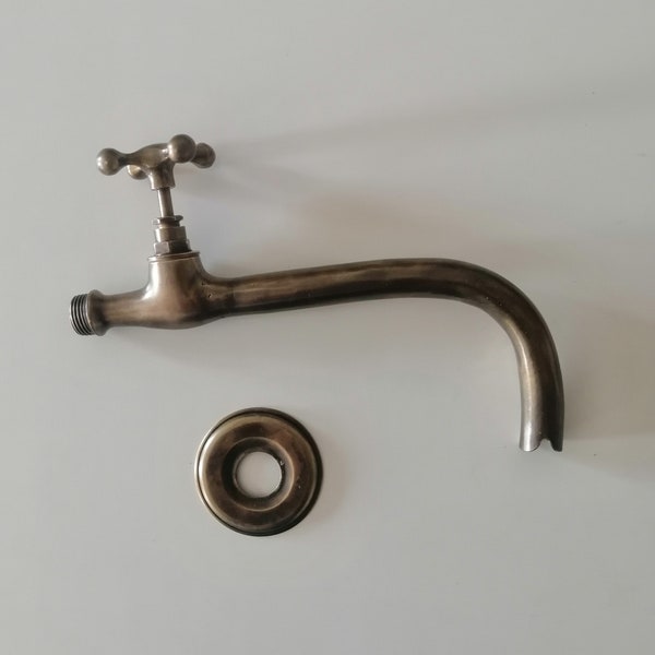 Handmade Moroccan bronze wall mounted faucet - brass patinated faucet tap - 21cm