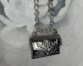 Gold/silver plated purse photo locket necklace