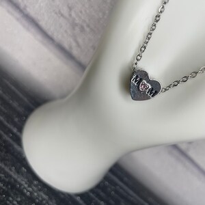 Collar de corazón de plata/cadena colgante de mamá/piedra preciosa de circonita rosa/encanto de madres