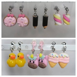 Playful cute clip on and studded earrings
