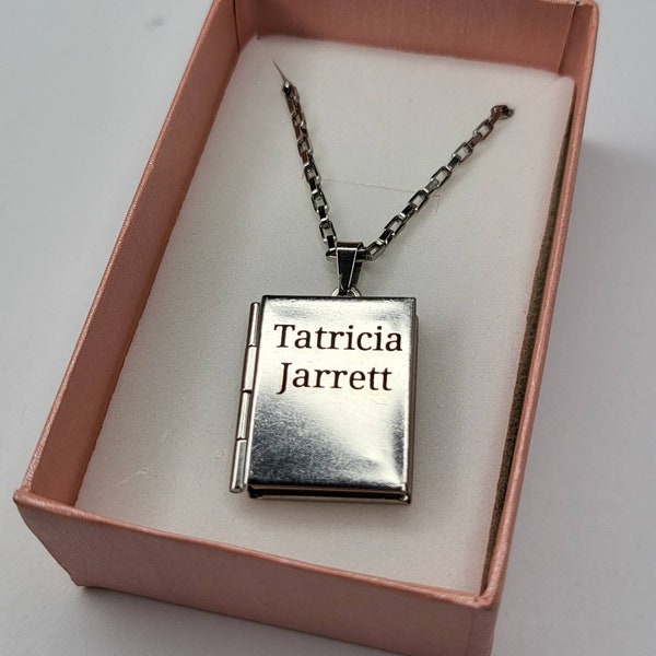 Personalised Silver Book photo locket