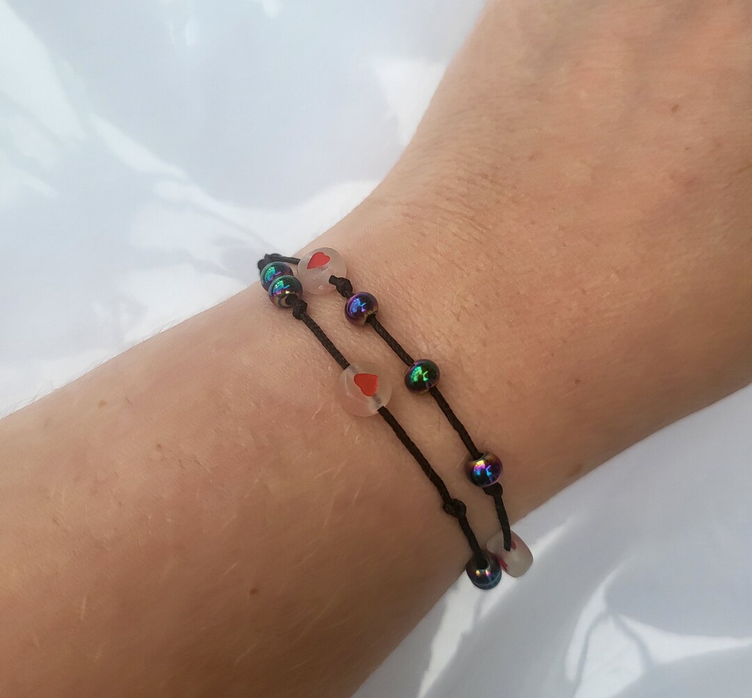 Fidget Macrame Bracelet With Glow in Dark Beads and Silver/gold/rainbow ...