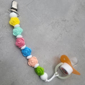 Ładny silikonowy klips do smoczka w kształcie kwiatka, uspokajający smoczek, akcesorium zapewniające bezpieczeństwo mamy, najlepszy prezent na baby shower