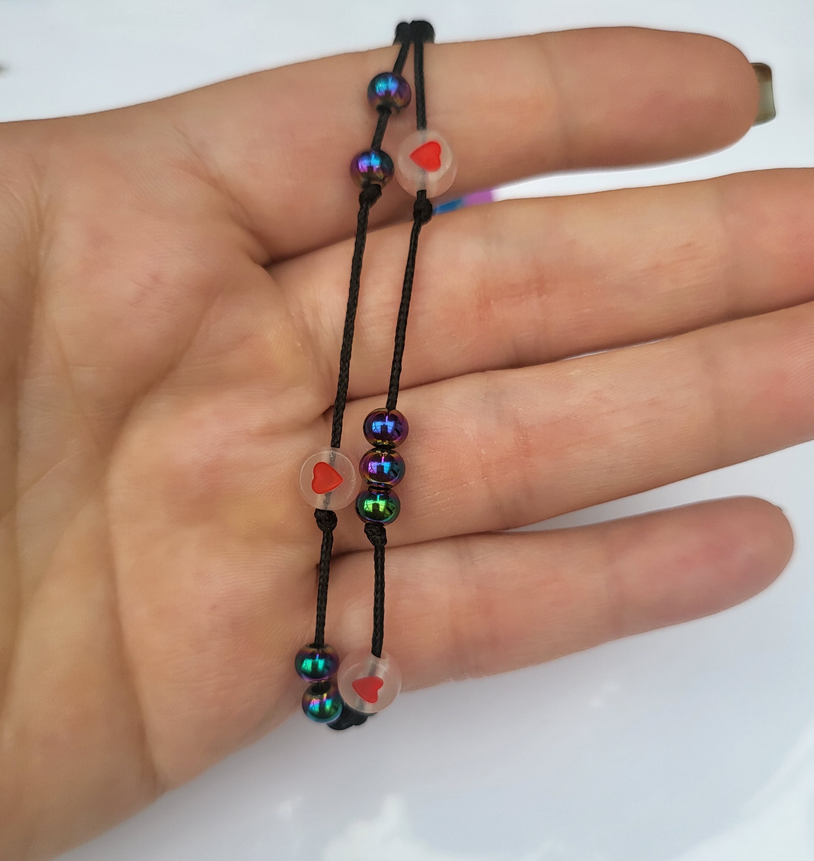 Fidget Macrame Bracelet With Glow in Dark Beads and Silver/gold/rainbow ...