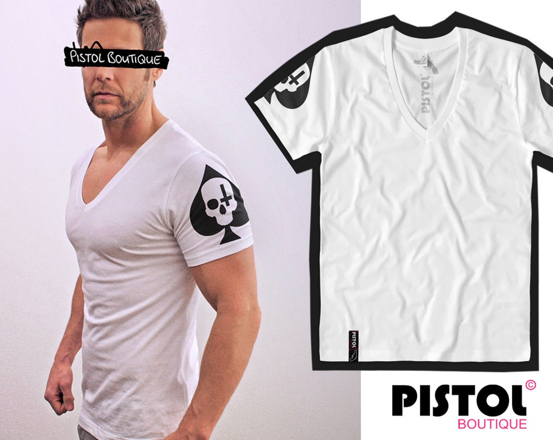 Pstol Boutque Men's Black ace of Spades Skull Fashon Casual