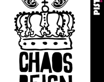 T-shirt Homme Pistol Boutique Ajusté Blanc Col V Profond - Motif Chaos Reign Swallow Crown
