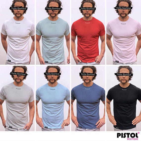 Pistol Boutique Herren Schwarz Einfarbig Standard Für Rundhals Logo Aufdruck T