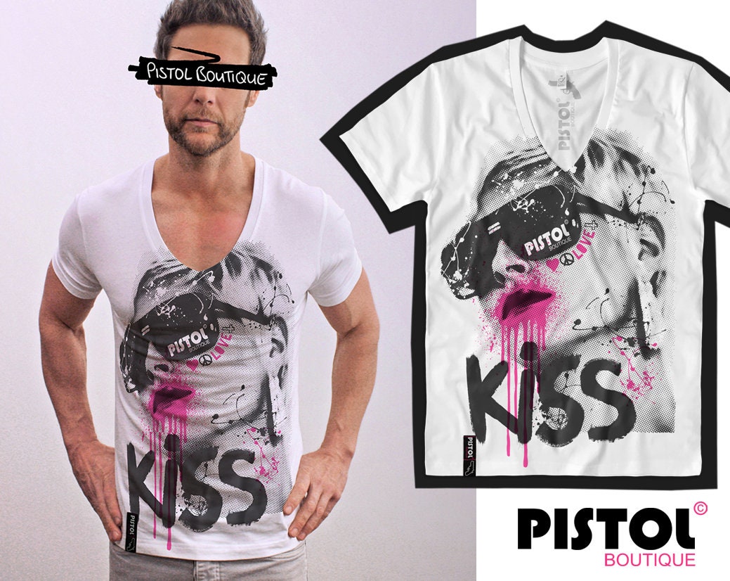 Pistol Boutique Men s White Fitted kiss Graffiti Sunglasses Girl